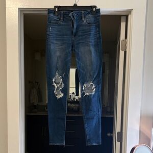 Women's Distressed Blue Skinny Jeans